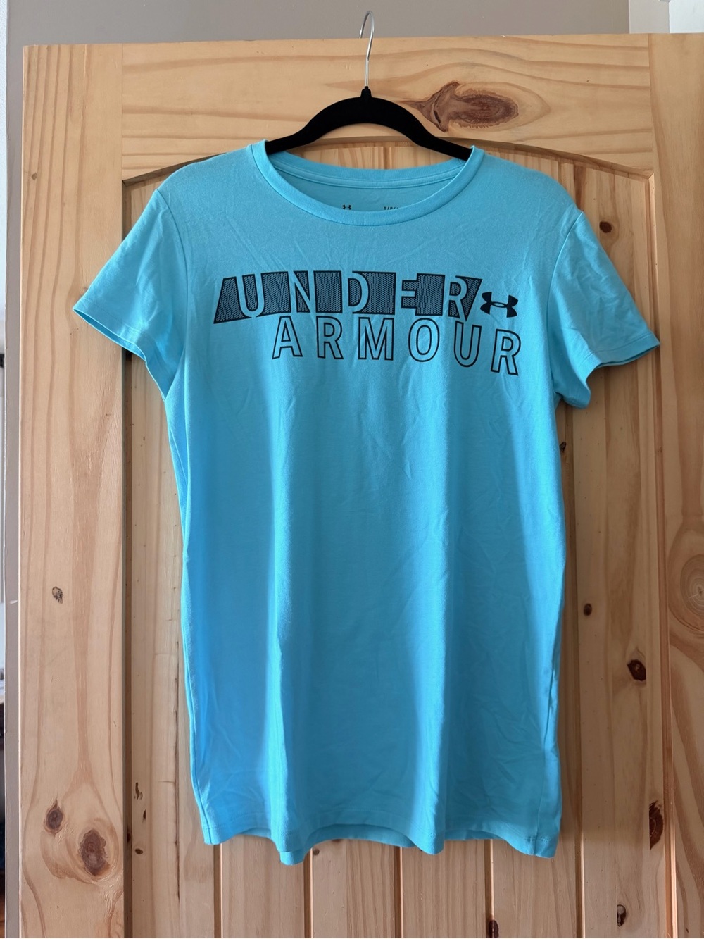 Under Armour Women's Aqua Blue Logo Short Sleeve Tee